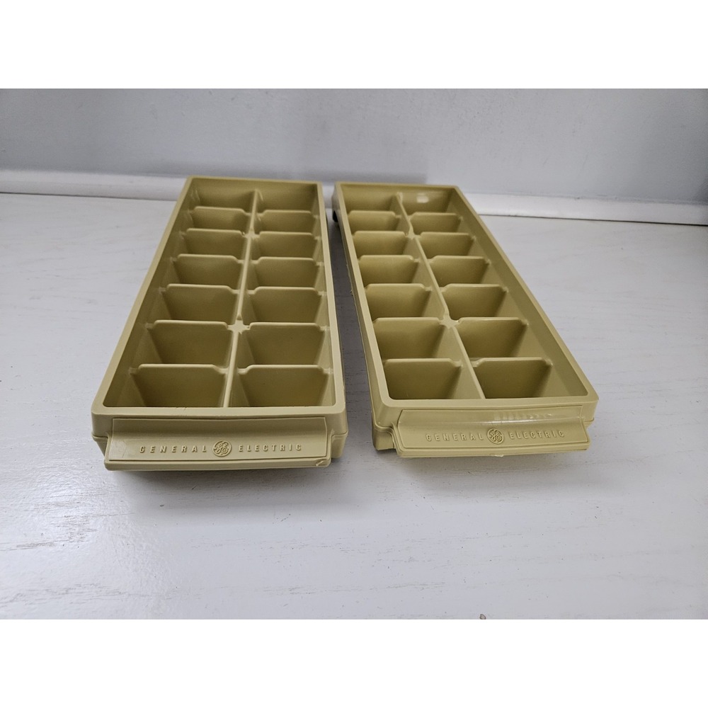 Vintage 70s pair general electric ice trays Stackable Harvest Gold GE Set Of‎ 2